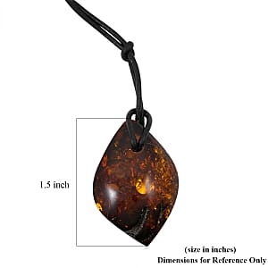Raw Amber Black Leather Necklace (24 Inches)