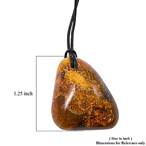 Raw Amber Black Leather Necklace (28 Inches)