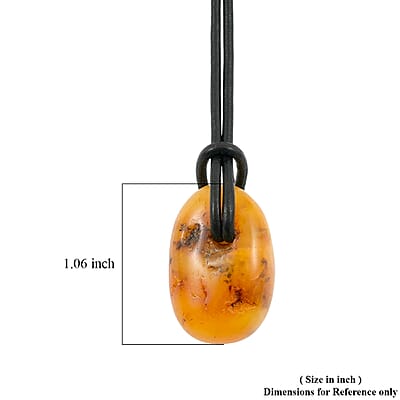 Raw Amber Leather Necklace (28 Inches)