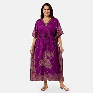 Neelam Fashions Purple Gold Foil Kaftan - One Size Fits Most