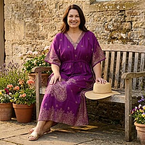 Neelam Fashions Purple Gold Foil Kaftan - One Size Fits Most