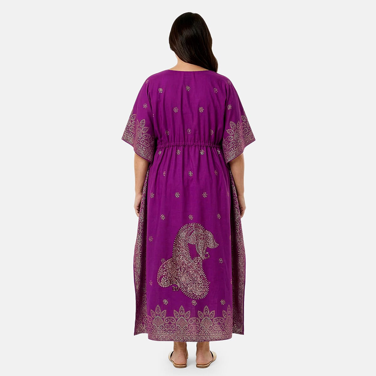 Neelam Fashions Purple Gold Foil Kaftan - One Size Fits Most