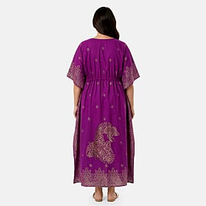 Neelam Fashions Purple Gold Foil Kaftan - One Size Fits Most