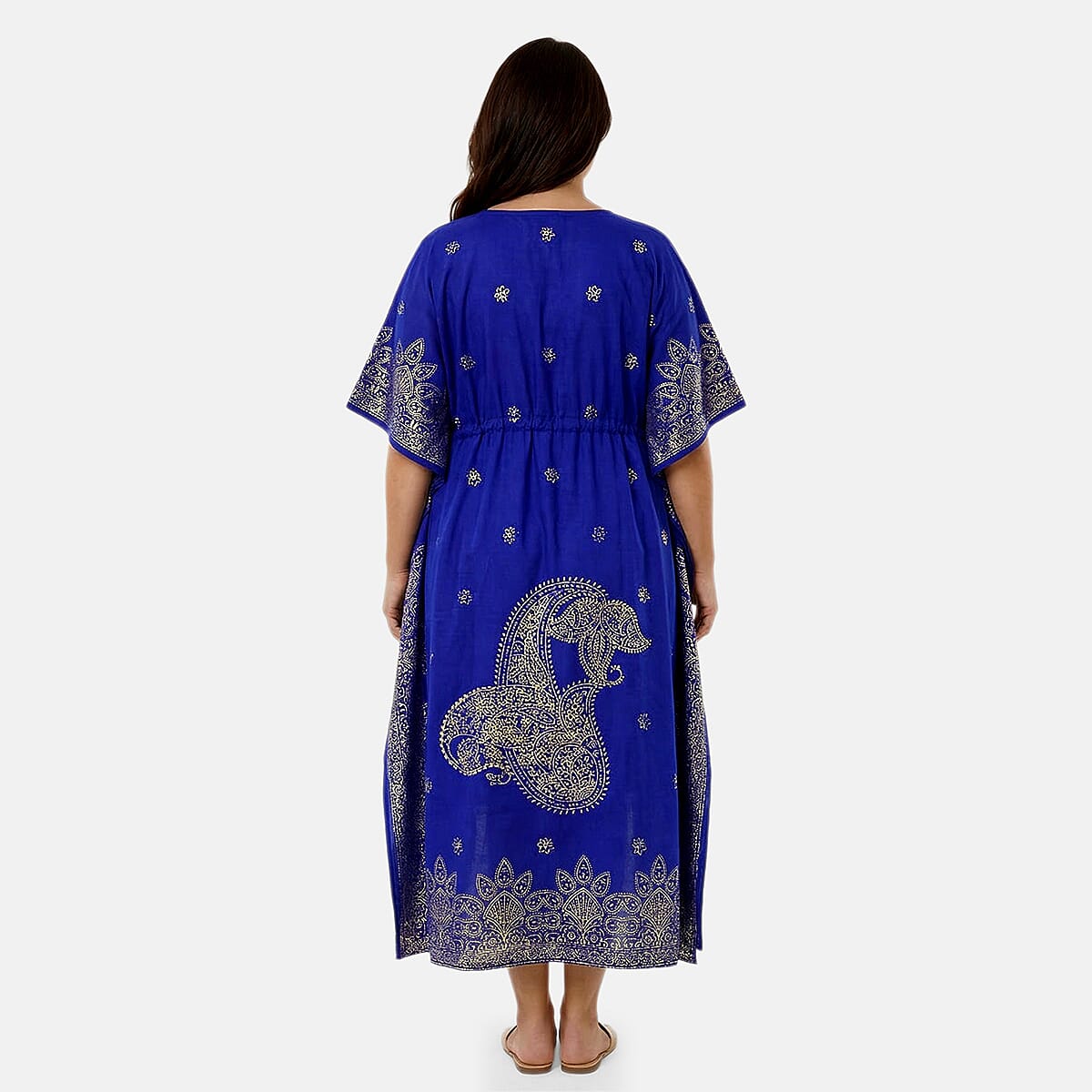 Neelam Fashions Royal Blue Gold Foil Kaftan - One Size Fits Most