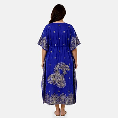 Neelam Fashions Royal Blue Gold Foil Kaftan - One Size Fits Most