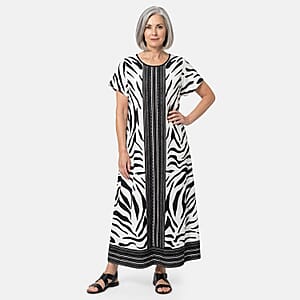 Neelam Fashions Black White Animal Maxi Dress - One Size Fits Most