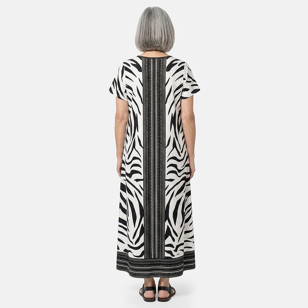 Neelam Fashions Black White Animal Maxi Dress - One Size Fits Most image number 2