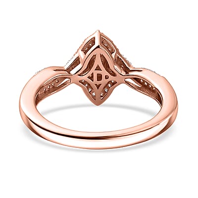 D'Joy Natural Pink and White Diamond 0.25 ctw Infinity Marquise Ring in 18K Vermeil Rose Gold Over Sterling Silver (Size 6.0)