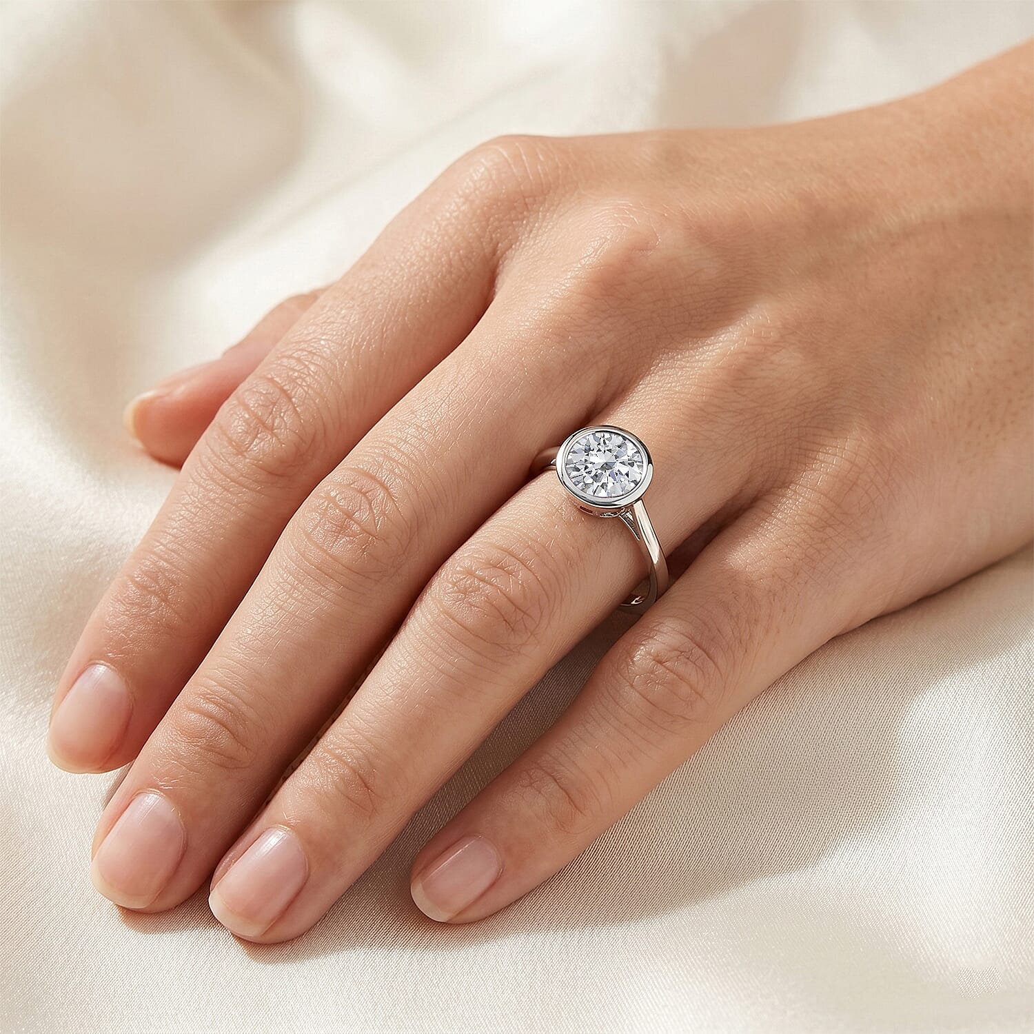 D'Joy Zirconia by Swarovski 2.00 ctw Ring in Platinum Over Sterling Silver (Size 5.0)