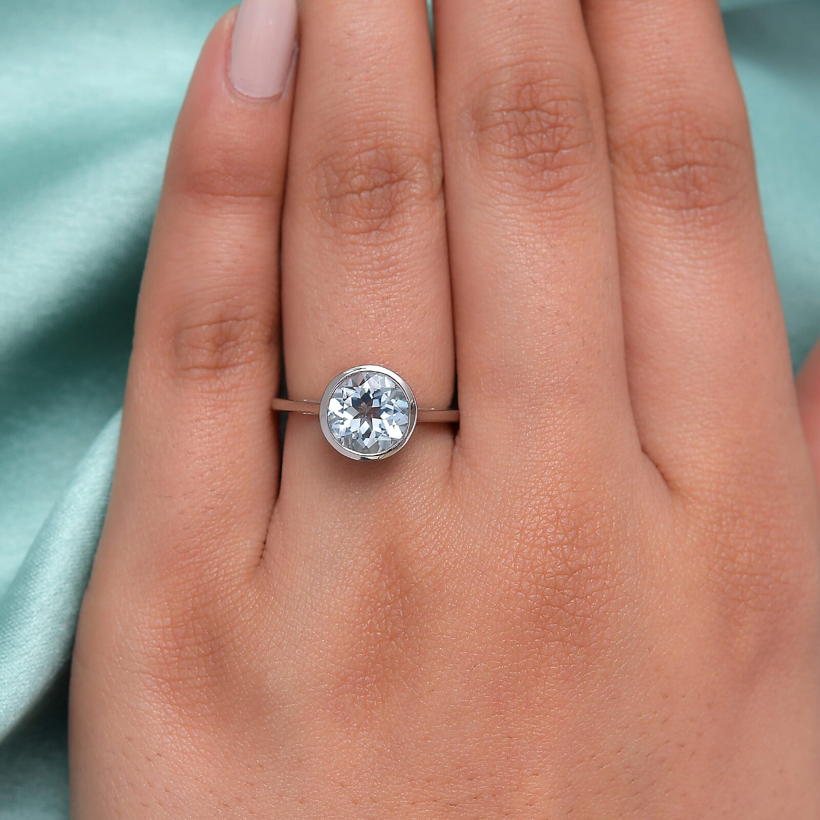 D'Joy Mangoro Aquamarine 1.70 ctw Ring in Platinum Over Sterling Silver (Size 5.0)