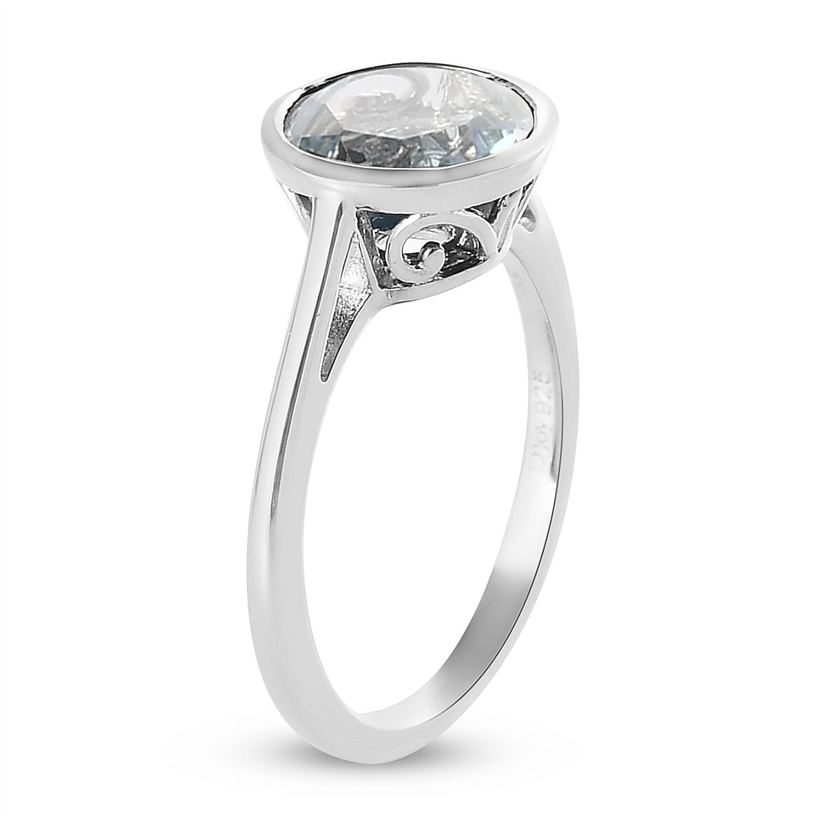 D'Joy Mangoro Aquamarine 1.70 ctw Ring in Platinum Over Sterling Silver (Size 5.0)