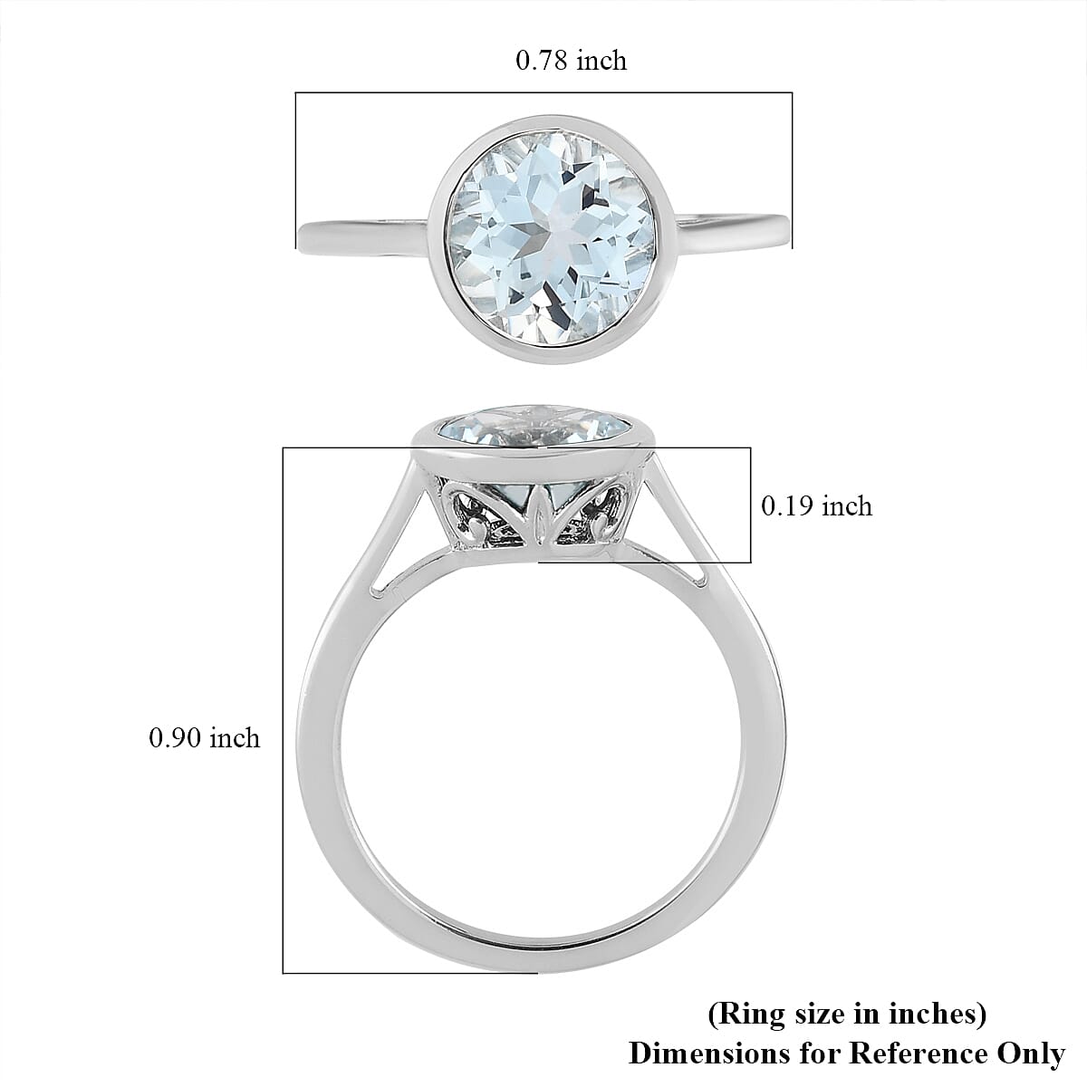 D'Joy Mangoro Aquamarine 1.70 ctw Ring in Platinum Over Sterling Silver (Size 5.0)