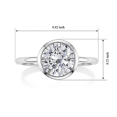 D'Joy Simulated Ruby Color Diamond Ring in Platinum Over Sterling Silver (Size 5.0)