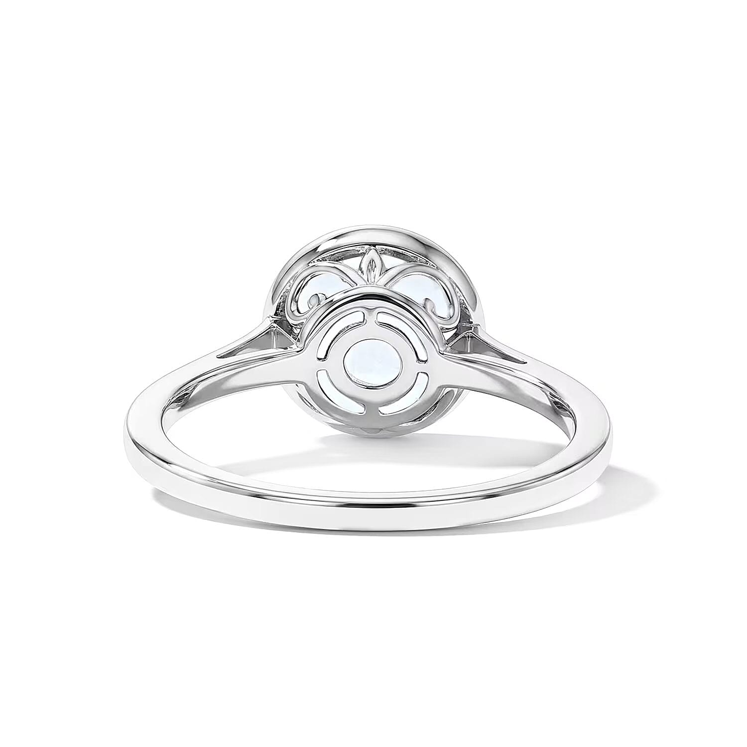 D'Joy Simulated Ruby Color Diamond Ring in Platinum Over Sterling Silver (Size 5.0)
