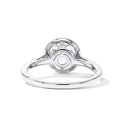 D'Joy Simulated Ruby Color Diamond Ring in Platinum Over Sterling Silver (Size 5.0)