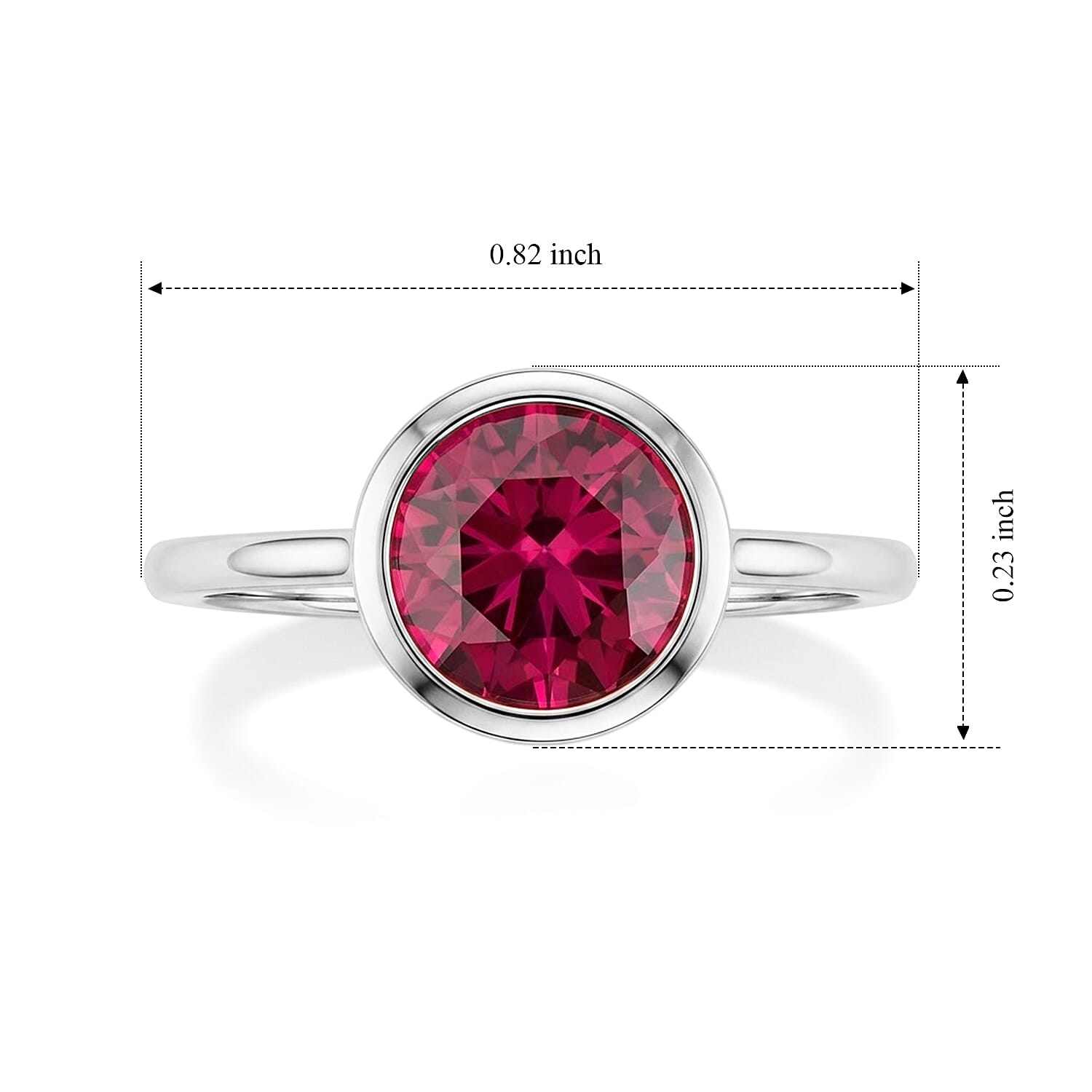 D'Joy Simulated Ruby Color Diamond Ring in Platinum Over Sterling Silver (Size 6.5)