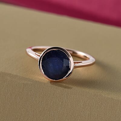 D'Joy Masoala Sapphire (D) 2.00 ctw Ring in 14K Rose Gold Over Sterling Silver (Size 5.0)