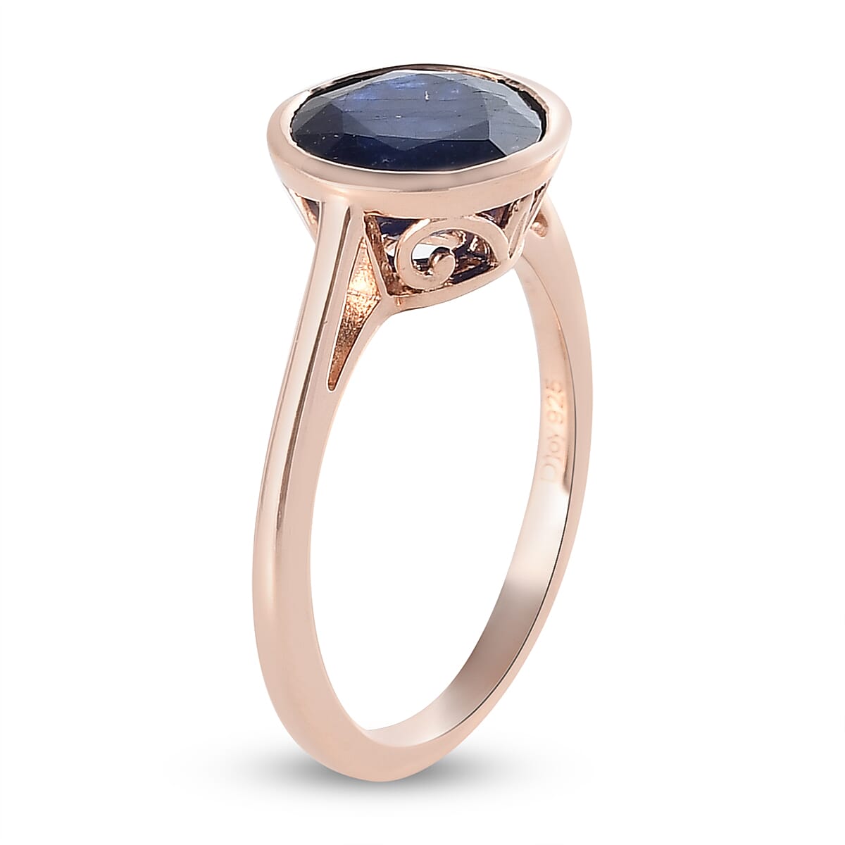 D'Joy Masoala Sapphire (D) 2.00 ctw Ring in 14K Rose Gold Over Sterling Silver (Size 5.0)