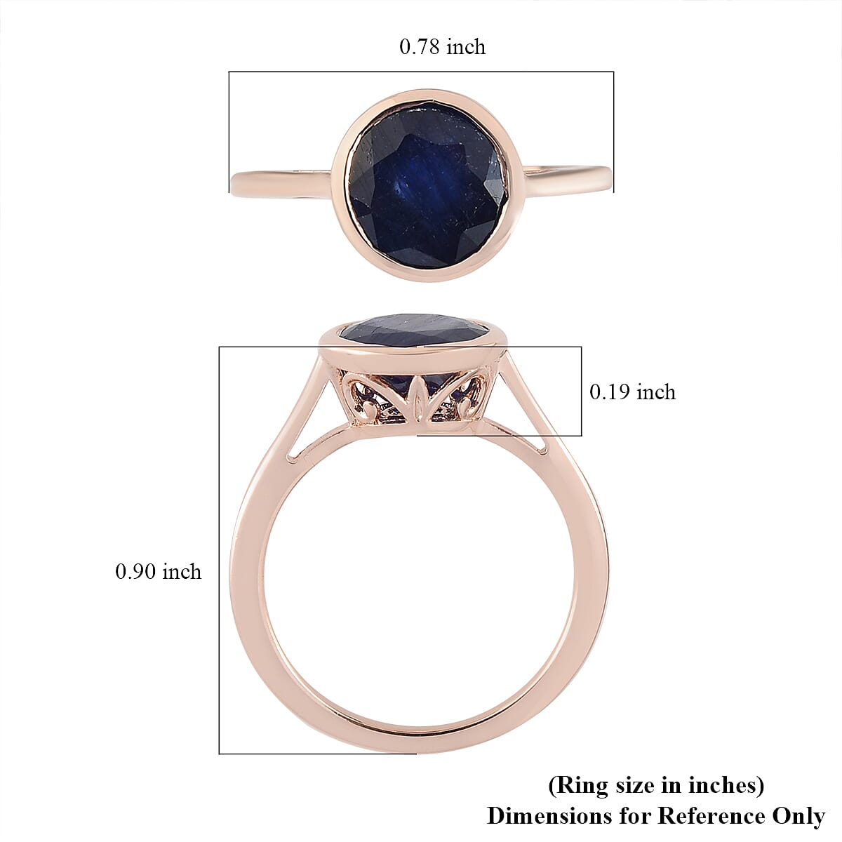 D'Joy Masoala Sapphire (D) 2.00 ctw Ring in 14K Rose Gold Over Sterling Silver (Size 5.0)