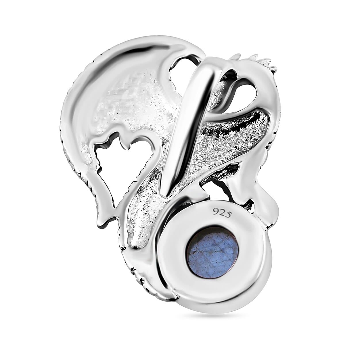 Bali Legacy Malagasy Labradorite 7.30 ctw Dragon Pendant in Sterling Silver