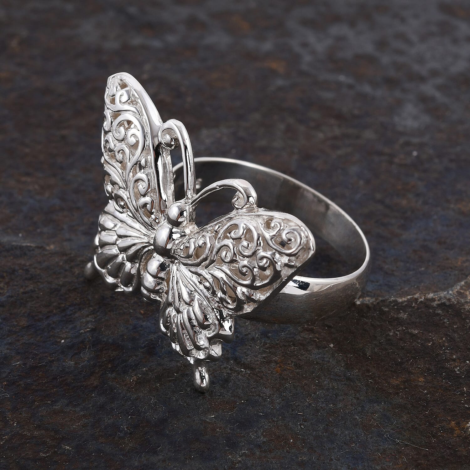 Bali Legacy Butterfly Ring in Sterling Silver (Size 7.0) 6.60 Grams