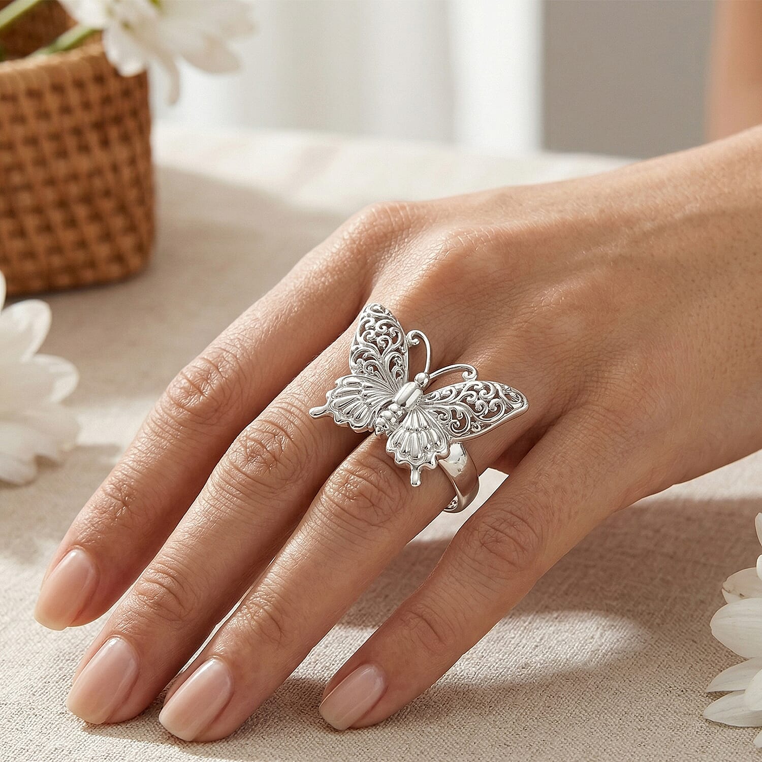 Bali Legacy Butterfly Ring in Sterling Silver (Size 7.0) 6.60 Grams