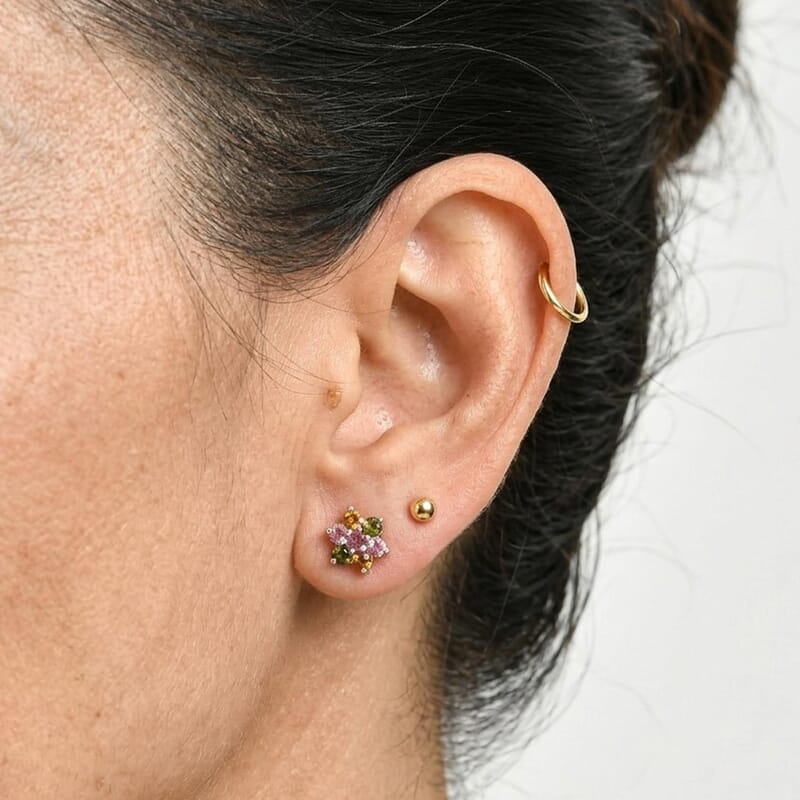 EverTrue Premium Multi-Tourmaline 1.00 ctw Earrings in Platinum Bond