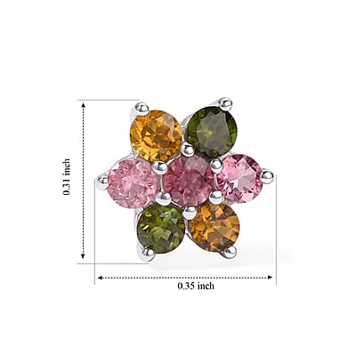 EverTrue Premium Multi-Tourmaline 1.00 ctw Earrings in Platinum Bond