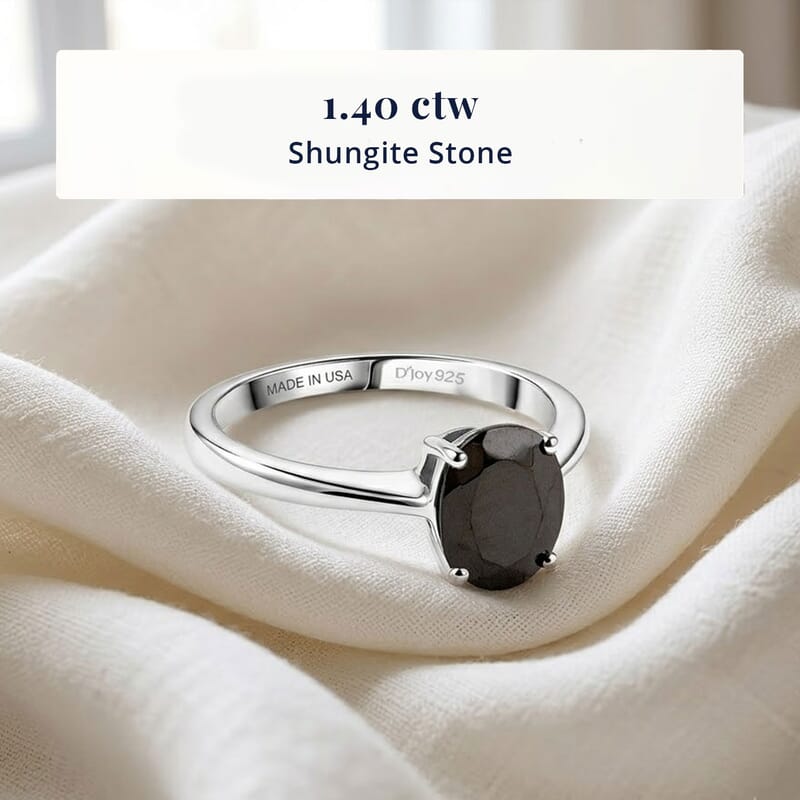 D'Joy Elite Shungite 1.40 ctw Ring in Platinum Over Sterling Silver (Size 5.0)