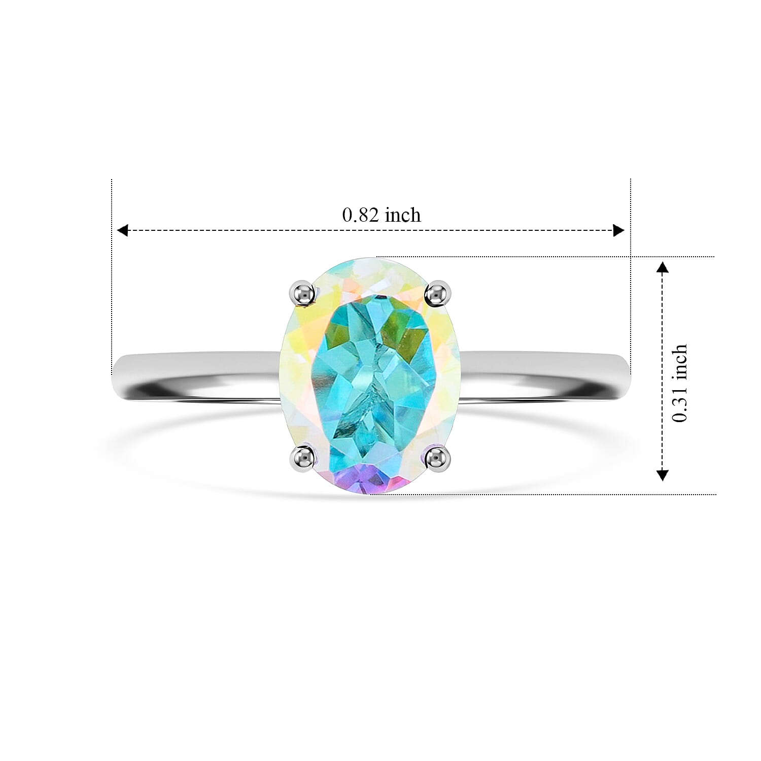 D'Joy Mercury Mystic Topaz 1.40 ctw Ring in Platinum Over Sterling Silver (Size 6.0)