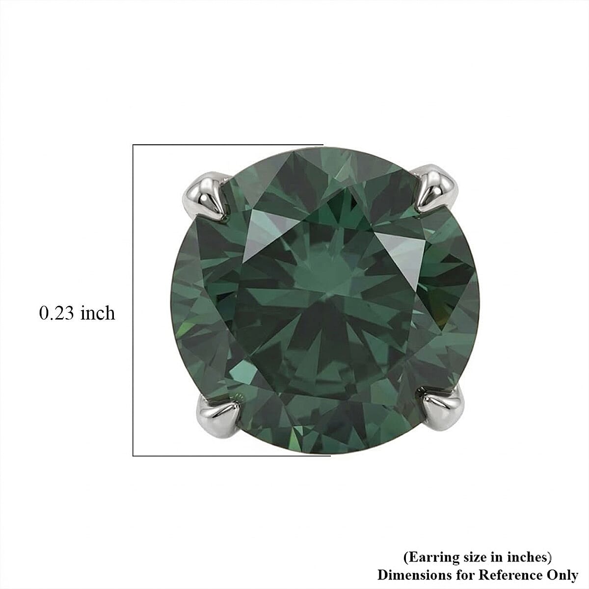 Luxuriant Lab Grown Green Diamond (IR) (SI) 1.50 ctw Classic Solitaire Stud Earrings in Rhodium Over Sterling Silver image number 5