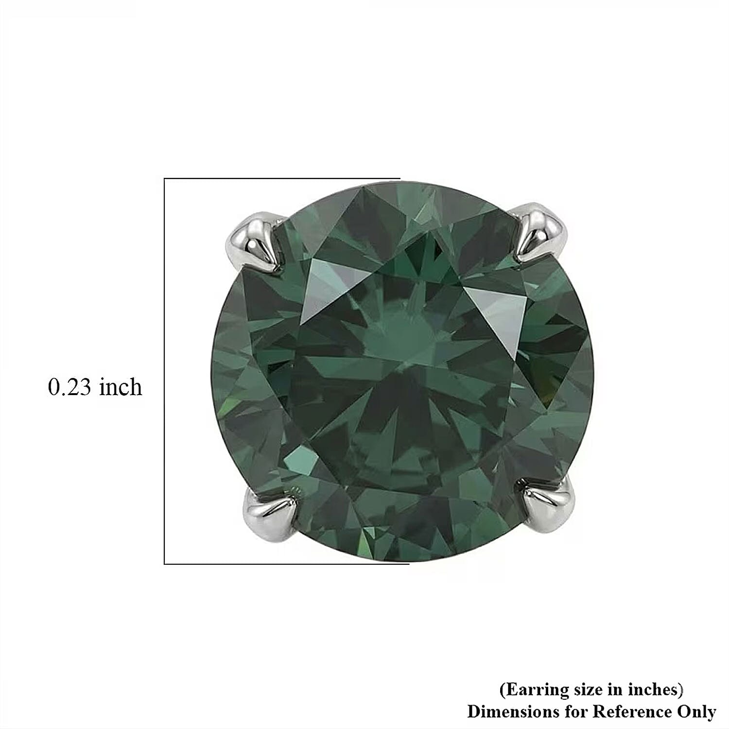 Luxuriant Lab Grown Green Diamond (IR) (SI) 1.50 ctw Classic Solitaire Stud Earrings in Rhodium Over Sterling Silver