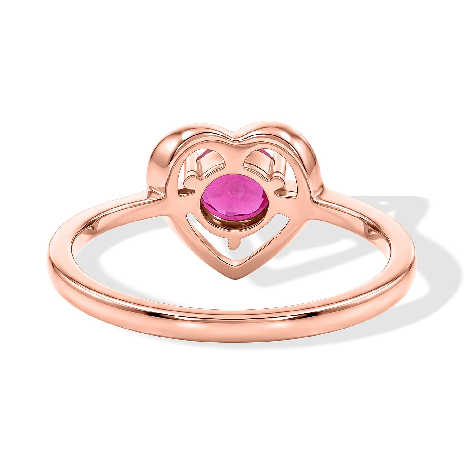 D'Joy Simulated Ruby Color Diamond 0.65 ctw Solitaire Ring in 14K Rose Gold Over Sterling Silver (Size 6.0)