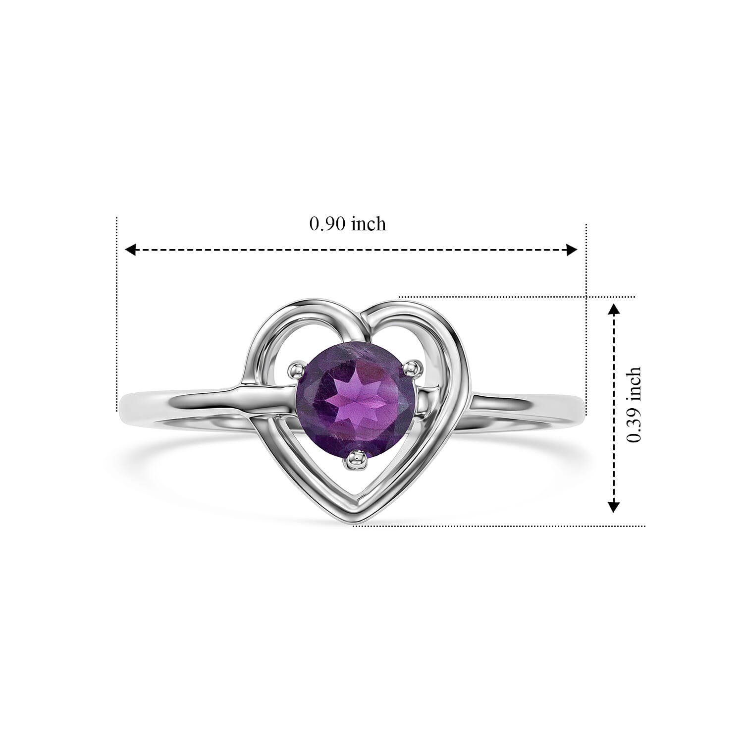 D'Joy African Amethyst 0.45 ctw Solitaire Ring in Platinum Over Sterling Silver (Size 7.0)