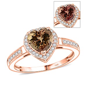 D'Joy AAA Turkizite and Diamond 1.47 ctw Ring in 18K Vermeil Rose Gold Over Sterling Silver (Size 10.0)