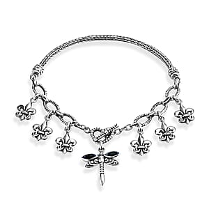 Bali Legacy Abalone Shell Bracelet with Dragonfly Charm in Sterling Silver (7.25 In)