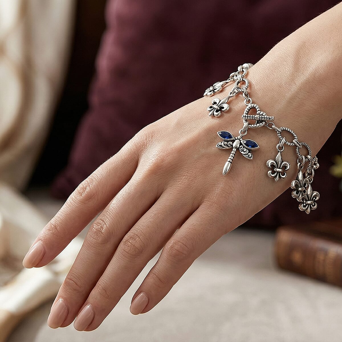 Bali Legacy Abalone Shell Bracelet with Dragonfly Charm in Sterling Silver (7.25 In) image number 2