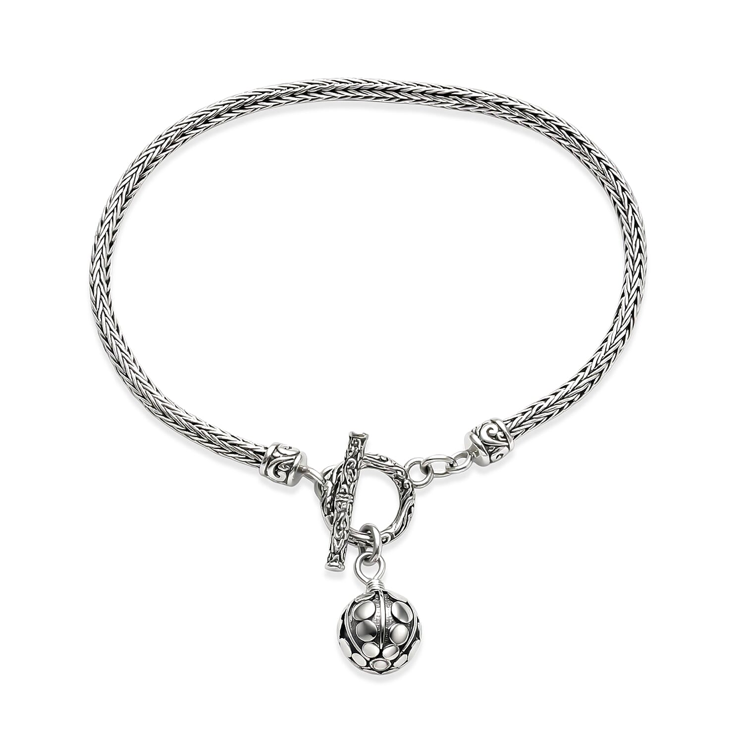 Bali Legacy Sterling Silver Toggle Bracelet with Charm