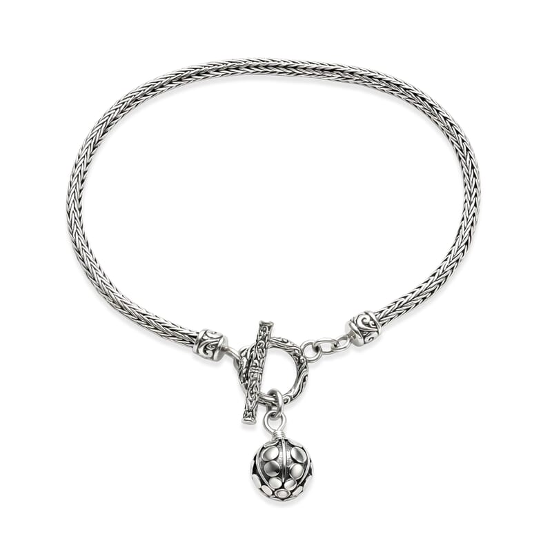 Bali Legacy Sterling Silver Toggle Bracelet with Charm