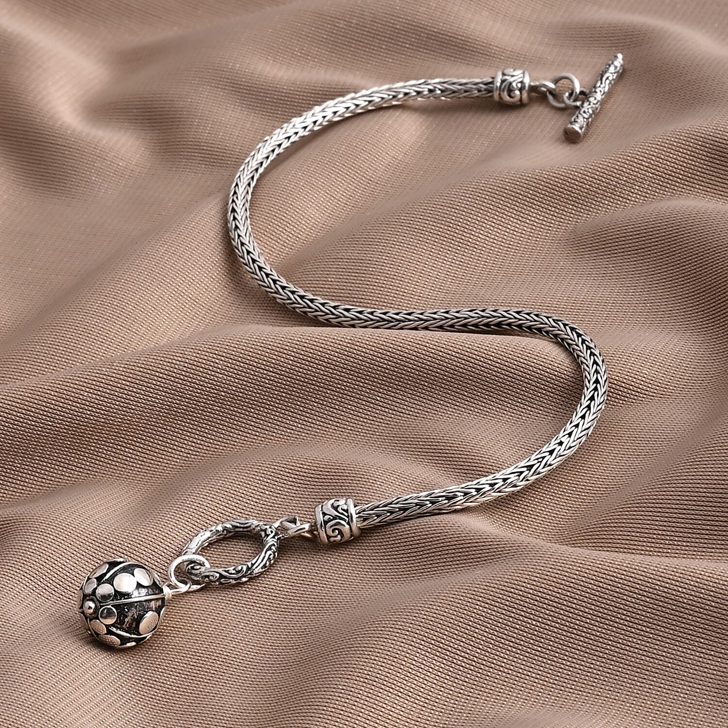 Bali Legacy Sterling Silver Toggle Bracelet with Charm
