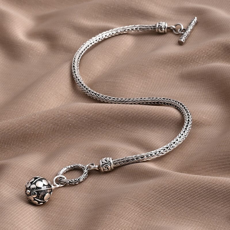 Bali Legacy Sterling Silver Toggle Bracelet with Charm