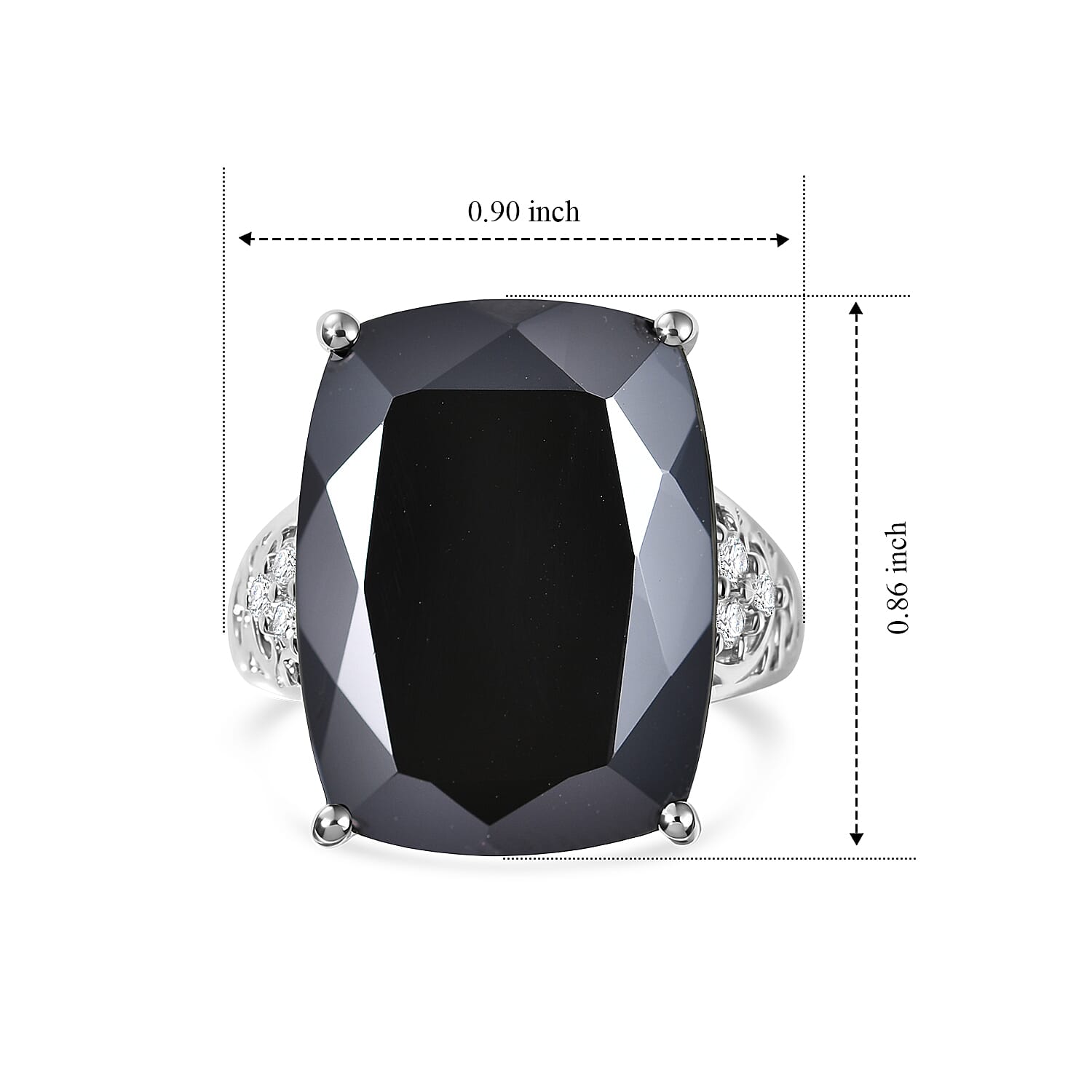 EverTrue Thai Black Spinel and White Zircon 24.30 ctw Ring in 18K YG Plated and Platinum Bond (Size 6.0)