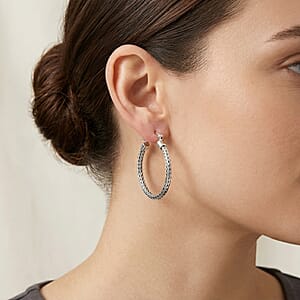 Bali Legacy Tulang Naga Texture Earrings in Sterling Silver 6.80 Grams