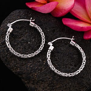 Bali Legacy Borobudur Texture Earrings in Sterling Silver 8.50 Grams
