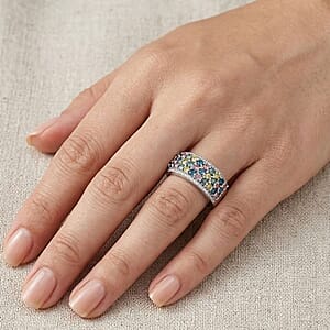 Luxuriant Lab Grown Multi Diamond SI 1.25 ctw Rainbow Sparkle Ring in Rhodium Over Sterling Silver (Size 10.0)