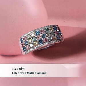 Luxuriant Lab Grown Multi Diamond SI 1.25 ctw Rainbow Sparkle Ring in Rhodium Over Sterling Silver (Size 10.0)