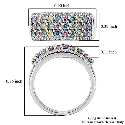 Luxuriant Lab Grown Multi Diamond SI 1.25 ctw Rainbow Sparkle Ring in Rhodium Over Sterling Silver (Size 10.0)