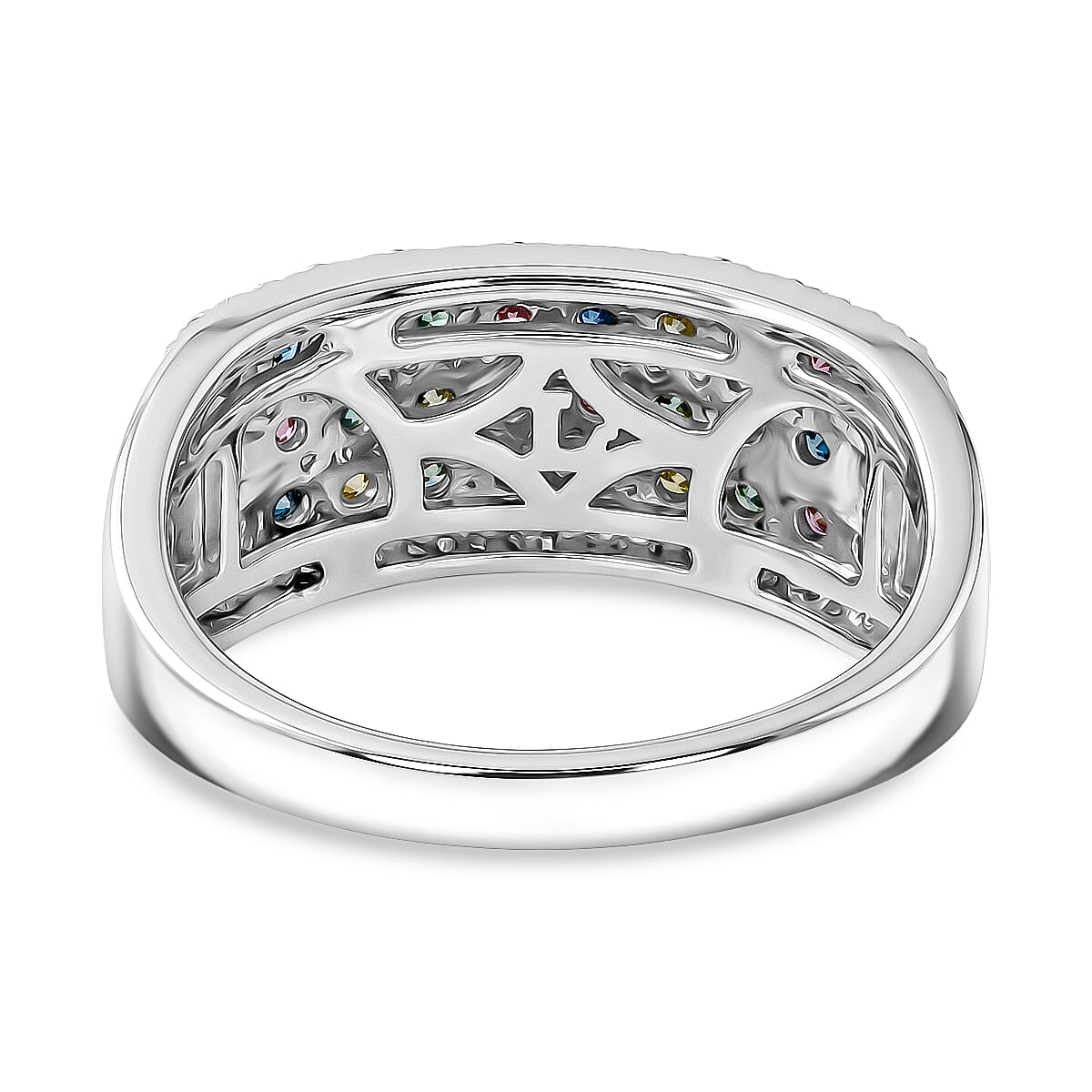 Luxuriant Lab Grown Multi Diamond SI 1.25 ctw Rainbow Sparkle Ring in Rhodium Over Sterling Silver (Size 6.0)