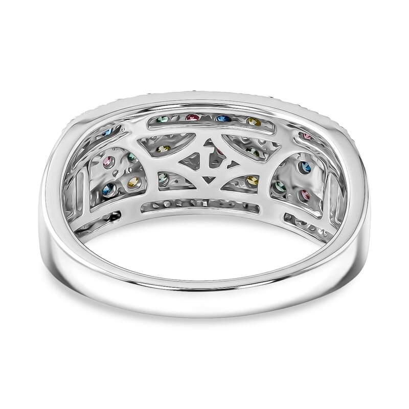 Luxuriant Lab Grown Multi Diamond SI 1.25 ctw Rainbow Sparkle Ring in Rhodium Over Sterling Silver (Size 6.0)