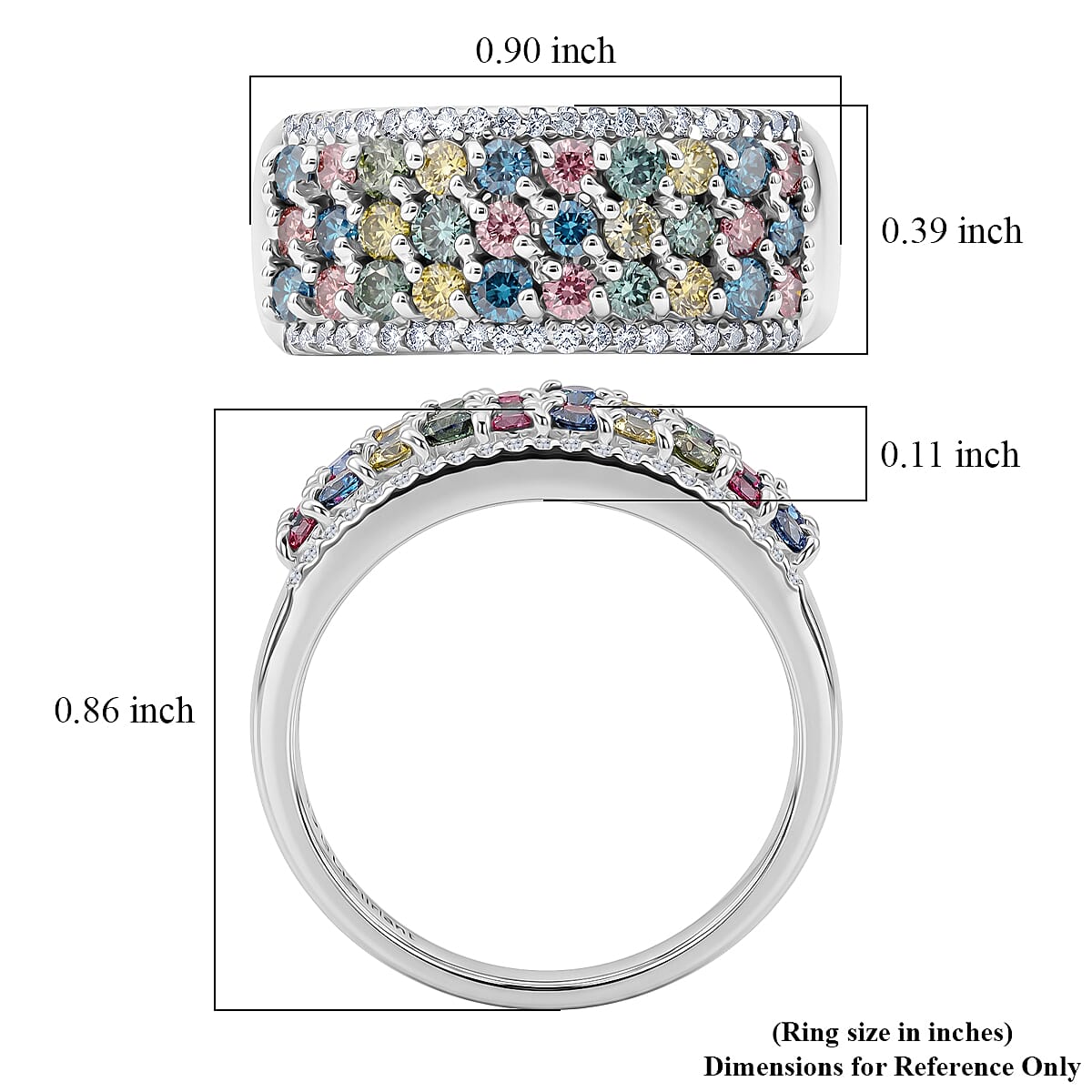 Luxuriant Lab Grown Multi Diamond SI 1.25 ctw Rainbow Sparkle Ring in Rhodium Over Sterling Silver (Size 6.0)